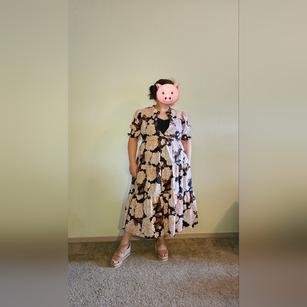 Flower print, spring-summer dress, large, what-to-wear